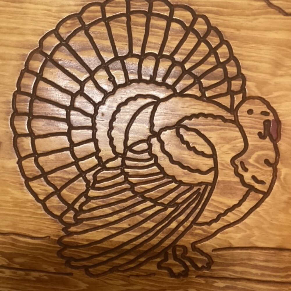 Handcrafted Carving Turkey on Wood Wall Hanging 15" x 10" x 3/4" Farmhouse Decor - Picture 2 of 2